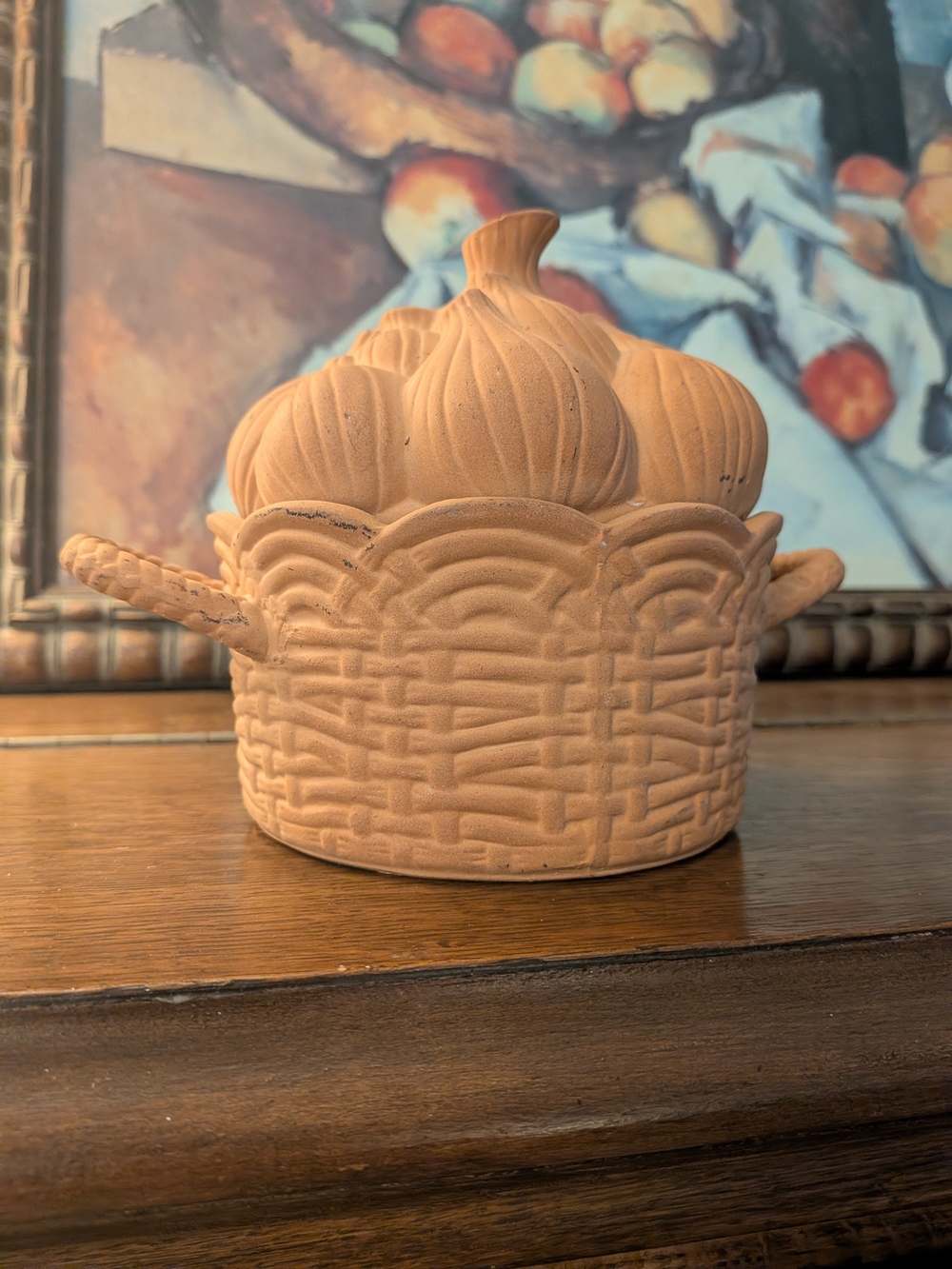 Terracotta Garlic Keeper Braided Basket Garlic Bulb Lid Lidded Pot